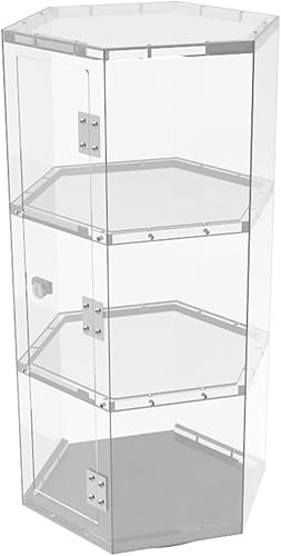 FixtureDisplays Clear Plexiglass Acrylic Spinning Cabinet Display Case for Jewewlry, Cell Phone, Valuable 12'x12'x22' 14603-NEW-NPF - Poueer