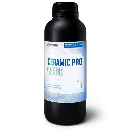 Phrozen Ceramic Pro Resin, Ceramic-Like Matt Finish, Ultra-Low Viscosity, for Industrial-Grade Mechanical Models (White, 1000ml) - Poueer