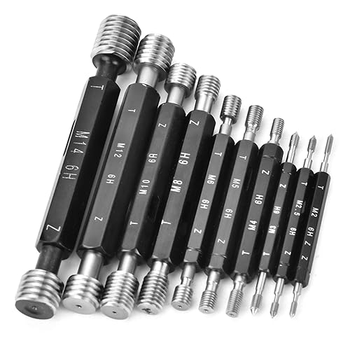 Thread Plug Gauge High Accuracy Double End Through Stop Measurement Hand Tool for Hardware Tool Thread Diameter Measurement 10Pcs (Imperial Thread) - Poueer