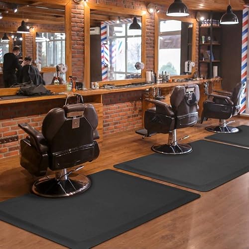 Salon mats for Hairstylist Standing Anti Fatigue 3'x4' Barber Shop Salon Floor Chair Mat - Black Square Hair Floor Mat 1/2' Thick, Hair Cutting Hairdressing Equipment - Poueer