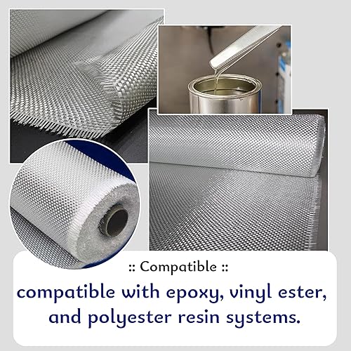 1 Pc Fiberglass Cloth 6 Oz - 39.3 Inches x 36 Feet / 12 Yd Long - E-Glass Plain Weave - Fiberglass Sheet - Fiberglasses Cloth - Woven Fabric for Boat RC Plane Auto Car Surfboard Tub Pool Repair - Poueer