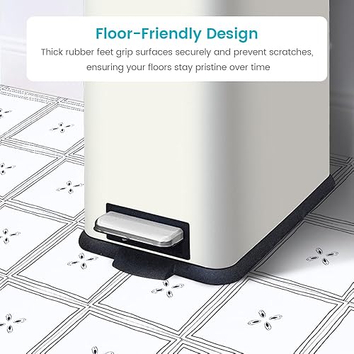 12 Gallon Trash Can, Stainless Steel Trash Can with Fingerprint-Resistant, Removal Inner Buck &Soft Close Plastic Lid, Step Garbage Can for Kitchen and Office, 45 Liter Capacity - Poueer
