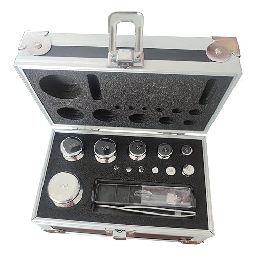 F1 Calibration Weight Kit, High Precision 1mg-500g Weights, 25 Pcs 304 Stainless Steel Weights with Aluminium Alloy Box for Lab Education - Poueer