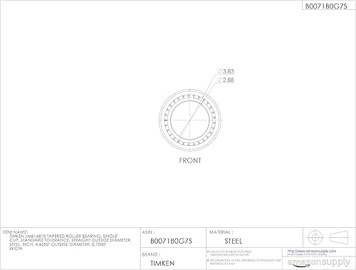 Timken LM814810 Tapered Roller Bearing, Single Cup, Standard Tolerance, Straight Outside Diameter, Steel, Inch, 4.6250' Outside Diameter, 0.7500' Width - Poueer
