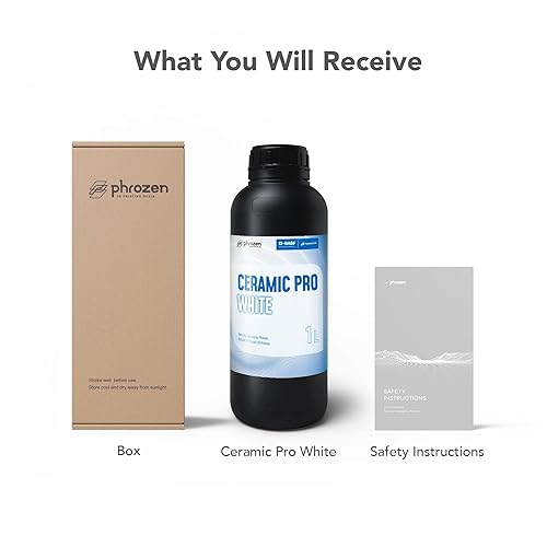 Phrozen Ceramic Pro Resin, Ceramic-Like Matt Finish, Ultra-Low Viscosity, for Industrial-Grade Mechanical Models (White, 1000ml) - Poueer