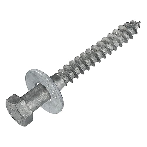 3/8 x 4 (50 Pack) Lag Screw Kit, 50 Screws and 50 washers, Hot Dip Galvanized, Meets ASME B18.2.1 Industrial/Commercial Grade by Makers Bolt - Poueer