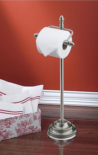 Moen Stockton Brushed Nickel Freestanding Single Roll Pivoting Toilet Paper Holder for Bathroom, DN4150BN - Poueer