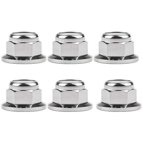 Titanium M6 M8 M10 M12 M14 Nuts Flange Nylon Lock Nut Pack of 6 (M12 Pitch 1.25mm) - Poueer