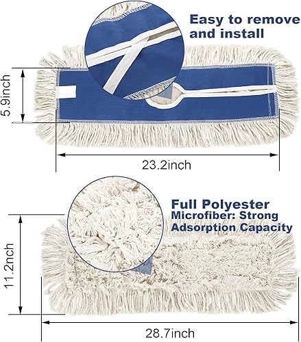 4 Pack 24 Inch Dust Mop Replacement Head, Cotton Nylon Reusable Dust Mop Head Replacement, Commercial Dust Mop Head for Hardwood Floors - Poueer