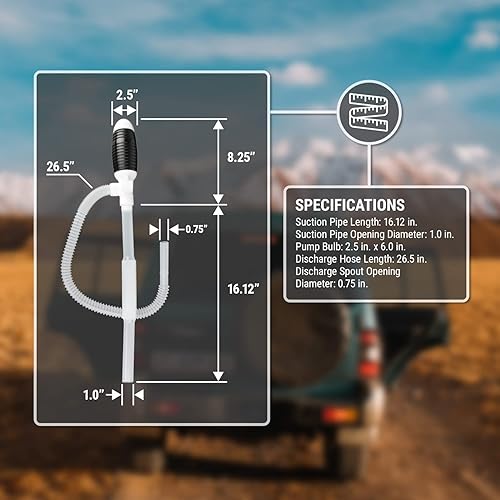 TERA PUMP New Lightweight Water Pump (BPA-Free) Easy to Carry & Food Grade, Fast Siphon, Emergency, Survival Disaster, Hand Transfer for Drinking Water, Fuel etc. - Poueer