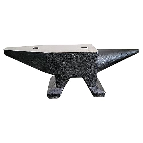 Heavy Duty Cast Steel Anvil with Round/Square Hole Large Countertop 88lb Horn Anvil Blacksmithing Metalsmith Tool Kit Stand Included - Poueer