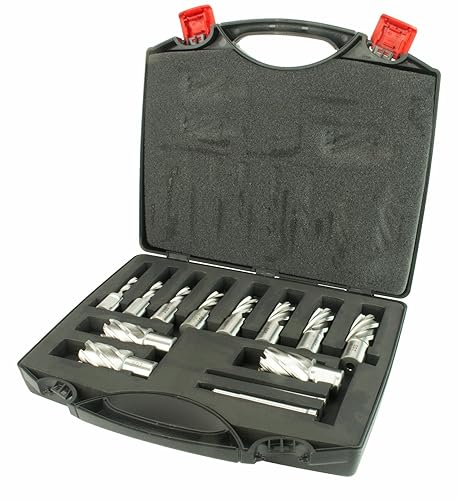 Steel Dragon Tools 13pc. High Speed Steel HSS Annular Cutter Kit 1' Depth and 7/16 in. to 1-1/16 in. - Poueer