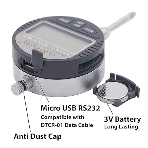 Digital Indicator, DITR-0105N 0-1 Inch/25.4 mm, Inch/Metric Conversion, 0.00005 Inch/0.001mm Resolution, No Auto Off - Poueer
