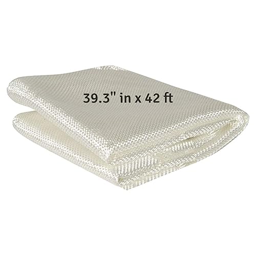 1 Pc Fiberglass Cloth 6 Oz - 39.3 Inches x 36 Feet / 12 Yd Long - E-Glass Plain Weave - Fiberglass Sheet - Fiberglasses Cloth - Woven Fabric for Boat RC Plane Auto Car Surfboard Tub Pool Repair - Poueer
