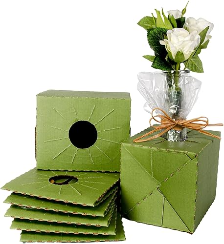 Holiday Designs - Pop-Up Florist Delivery Box, Corrugated Cardboard Vase Boxes for Secure Floral Arrangements During Transport, 8 x 8 x 5 (Large - Bulk Case of 50) - Poueer