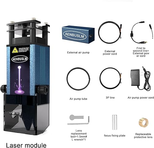 AENBUSLM 40W Laser Module with Air Assit for Laser Cutter & Laser Engraver Machine,5W(5000mW) Output Power,Built in FAC,Ultra-Fine Compressed Spot CNC Carving DIY Laser Master - Class 4 - Poueer