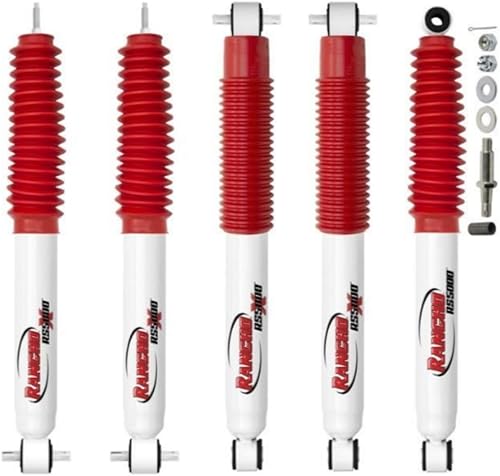 RS5000X Series Set of Front & Rear Shocks fits 1997 2006 Wrangler TJ with 2.5' Lift - Accommodates Larger Wheels - Includes TrendsAuto Decal - Poueer