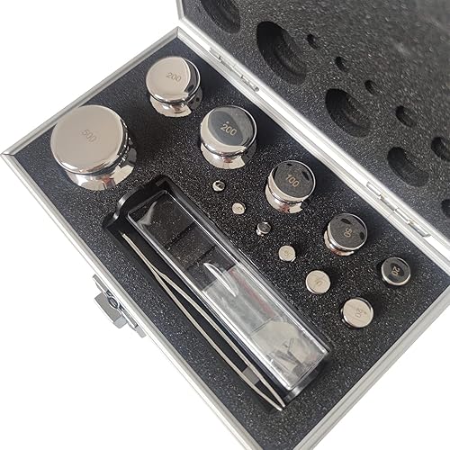 F1 Calibration Weight Kit, High Precision 1mg-500g Weights, 25 Pcs 304 Stainless Steel Weights with Aluminium Alloy Box for Lab Education - Poueer