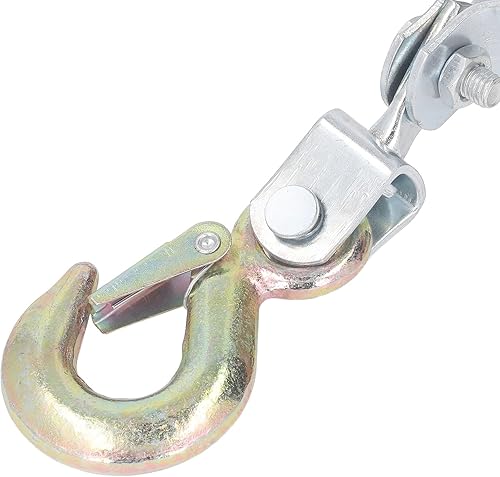 Power Cable Puller Rope Puller 2T with 2 Hooks Steel Cable, Gear Power Ratchet Automotive Hoist Cable Puller Construction Site Winch Power Puller Solid A3 Steel - Poueer