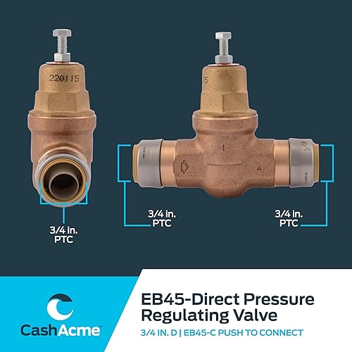 SharkBite 3/4 Inch EB45 Direct Pressure Regulating Valve, Push to Connect Brass Plumbing Fittings, PEX Pipe, Copper, CPVC, PE-RT, HDPE, 23808-0045 - Poueer