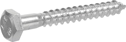 230107 Zinc Hex Lag Screw, 3/8' x 6', 50 Pieces - Poueer