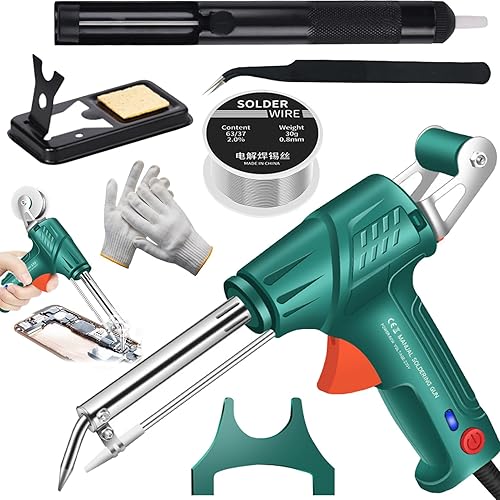 Internally Heated Industrial Laser Welding Tools, Multi-function Soldering Iron Soldering Gun Set, 3-in-1 Electric Welder, Intelligent Control,Rapid Heating for Industrial&Home (Green (Internal Heat)) - Poueer