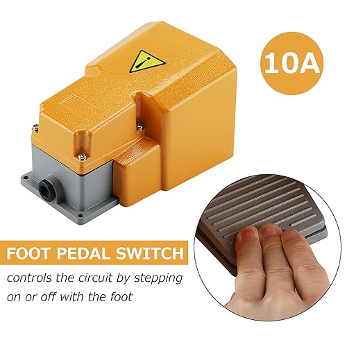 Foot Switch for Power Tools,250V 10A Foot Pedal Switch,with Guard,Oil Resistant and -Resistant,Protect Foot,for Machine Tools - Poueer