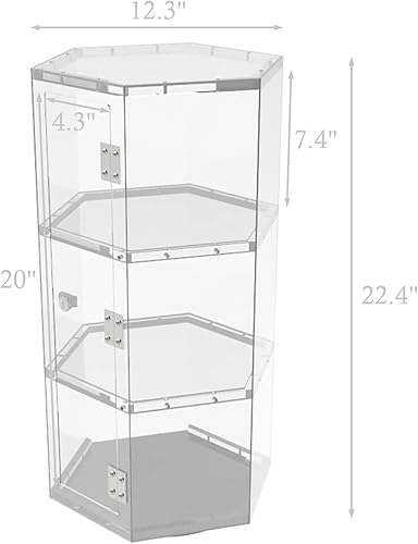 FixtureDisplays Clear Plexiglass Acrylic Spinning Cabinet Display Case for Jewewlry, Cell Phone, Valuable 12'x12'x22' 14603-NEW-NPF - Poueer