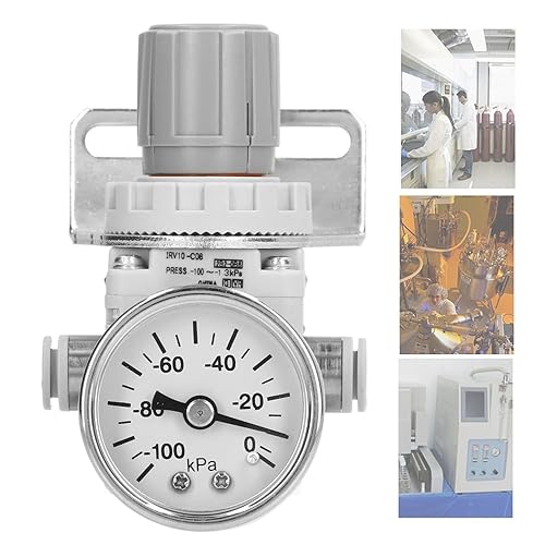 Pneumatic Vacuum Regulator, ‑100 to ‑1.3Kpa Self Locking Regulating Pneumatic Vacuum Pressure Regulator with Dial RC 1/8 inch Interface Thread Air Pressure Regulator, Compressed Air Regulators - Poueer