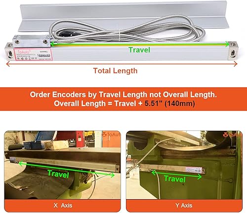 6' 24' 2 Axis Digital Readout DRO Display 5um Precision Linear Scale Encoder 150mm 600mm for CNC Wire Milling Cutting Machine - Poueer
