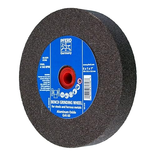 PFERD Bench Grinding Wheel Universal Type | 6x1x1 inch, vitrified Bond, Regular Aluminum Oxide, grit Size 60 | 61746 - for Universal use in in The Workshop, Included bushings 3/4, 5/8, 1/2 inch - Poueer