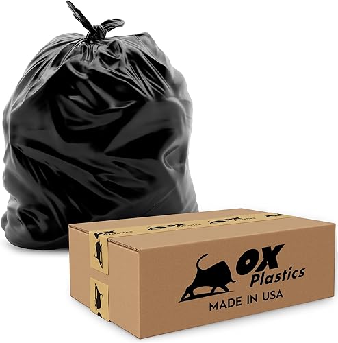 Trash Can Liners Bags - Gallon Capacity & Thick Extra Heavy Duty Strength - Large Garbage, Leak-Proof & Durable, House & Commercial Use (35) Bags - Black (4 mil, 45-50 Gallon) - Poueer