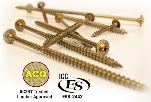 GRK 772691122872 3/8' x 8' 12287 RSS Rugged Structural Screws 50 Count, Gold - Poueer