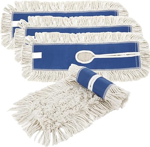 4 Pack 24 Inch Dust Mop Replacement Head, Cotton Nylon Reusable Dust Mop Head Replacement, Commercial Dust Mop Head for Hardwood Floors - Poueer