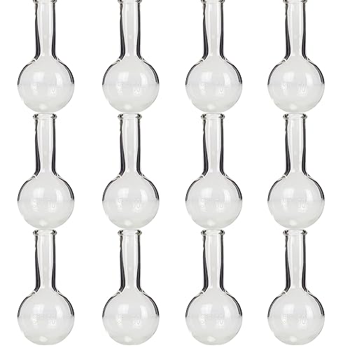FRB50-PK Glass Gsc Round Bottom Boiling Flask, 50 mL Borosilicate Glass, 1.6907 fl. oz. Capacity (Pack of 12) - Poueer