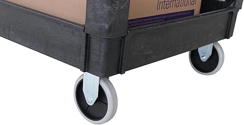 MaxWorks 80855 500-lb Utility Service PP Cart With Two Trays and Wheels 30 Inch X 16 Inch Overall Dimensions - Poueer