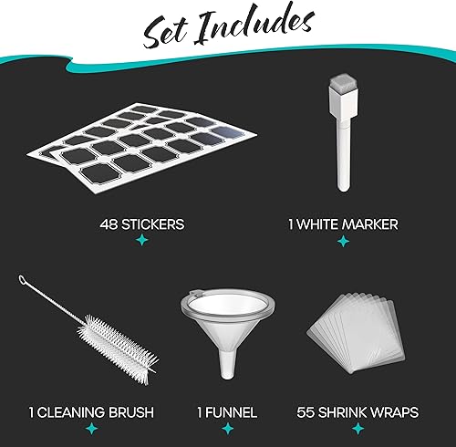 Nevlers 48 Pack Blue 1 Oz Glass Spray Bottle | The Blue Misting Glass Bottles Includes Sprayers, a Funnel & Brush with Bonus Labels to Easily Identify its Contents - Poueer