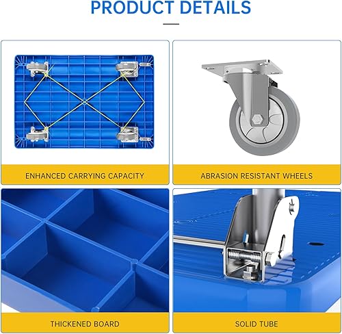 Foldable Platform Truck Dolly Moving Platform Hand Truck,400lbs Capacity Moving Flatbed Cart Push Cart Platform Dolly Cart - Poueer