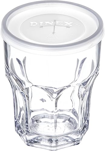 DINEX DX1191ST8714 Disposable Lid with Straw Slot for CFS Stackable and Louis Tumblers, 0.5' Height, 2.62' Width, 2.62' Length, Polystyrene, Translucent (Pack of 1000) - Poueer