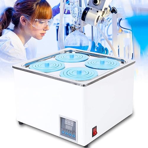 Four Pot Digital Water Bath,110V 800W Stainless Steel Four Hole Thermostatic Heater Laboratory Lab Hot Bath for Lab Experiment - Poueer