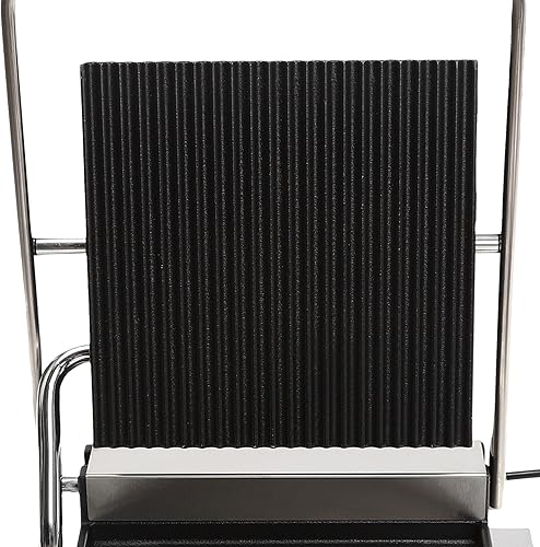 Panini Press Grill, Commercial Sandwich Maker, Electric Stainless Steel Sandwich Maker for Hamburgers/Steaks & Bacons (1800W) - Poueer