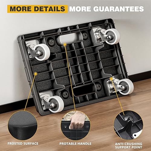 Furniture Dolly,Furniture Movers with Wheels, 500 lbs Capacity, Moving Dolly Cart Heavy Duty,4 Wheels Small Flat cart for Moving Heavy Duty,2 Pack,Black - Poueer