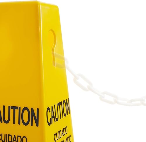 Dryser 3-Pack 26' Caution Wet Floor Cones - Yellow English/Spanish Warnings - Poueer