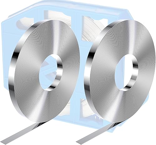 Amylove 1 Roll 304 Stainless Steel Strapping Band Coil, 100 Feet x 0.75 Inch x 0.03 Inch Steel Strapping Roll, Strap Metal Banding Tools in Plastic Self Dispensed Case with Handle - Poueer