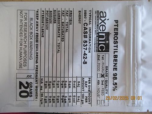 20 Grams Pterostilbene Pure Powder 98.5% cas# 537-42-8 - Poueer