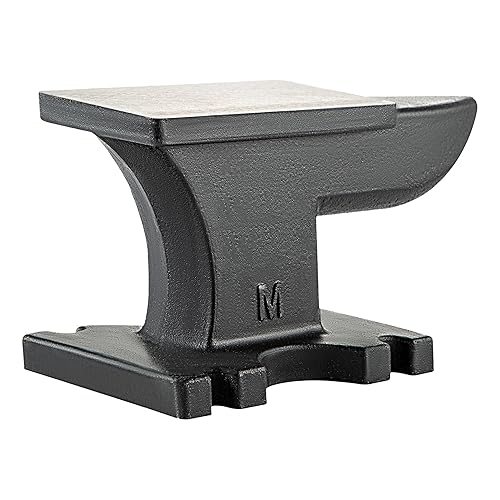 Heavy Duty Cast Steel Anvil with Round/Square Hole Large Countertop 88lb Horn Anvil Blacksmithing Metalsmith Tool Kit Stand Included - Poueer