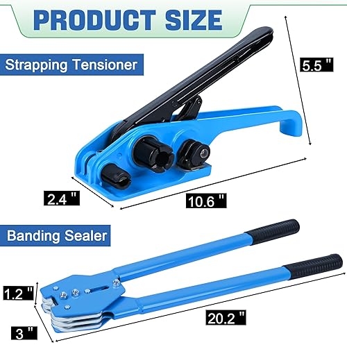 MYFAMIREA Heavy Duty Banding Strapping Kit with Tensioner Tool, 1/2' x 3500FT Polypropylene Plastic Packaging Strapping, 300 Metal Seals, Sealer Tool for Pallets, Logistics, Warehouse (Red) - Poueer