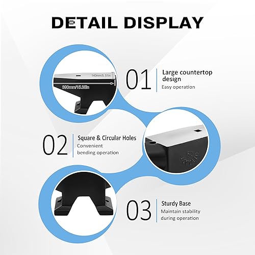 Heavy Duty Cast Steel Anvil with Round/Square Hole Large Countertop 88lb Horn Anvil Blacksmithing Metalsmith Tool Kit Stand Included - Poueer