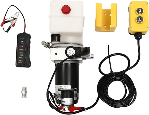 Hydraulic Power Unit 1.58 Quart Hydraulic Pump Dump Truck Hydraulic Pump Single Acting Dump Truck Hydraulic Pump 12V DC with Plastic Reservoir for Dump Trailer Car Lifting - Poueer