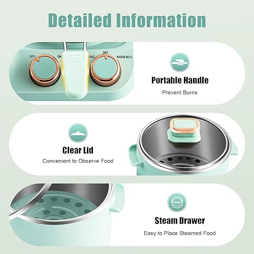 3in1 Breakfast Station, Household Electric Breakfast Maker, Electric Mini Toaster Bread Breakfast Machine Sandwich Maker, Breakfast Sandwich Maker with Frying Pan&Boiling Pot, Food Steamer - Poueer